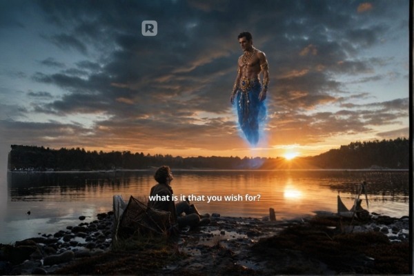 Elijah Baran flutua diante de Steven à beira de um lago