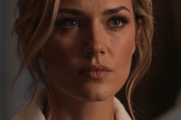 Christine Parrish aparece emocionada em close